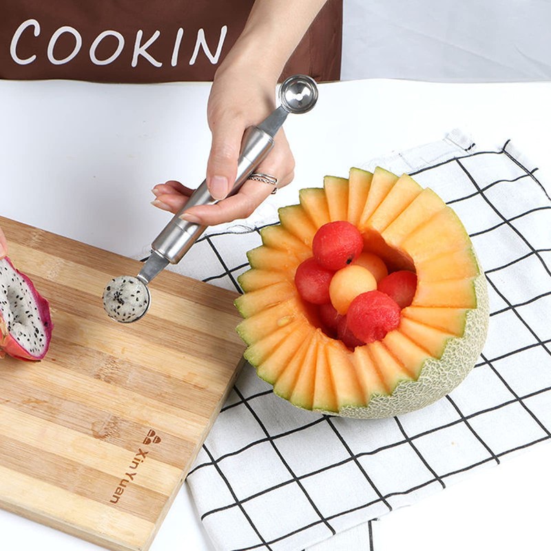 Melon Spoon Ice Cream Double Headed Stainless Steel Watermelon Baller