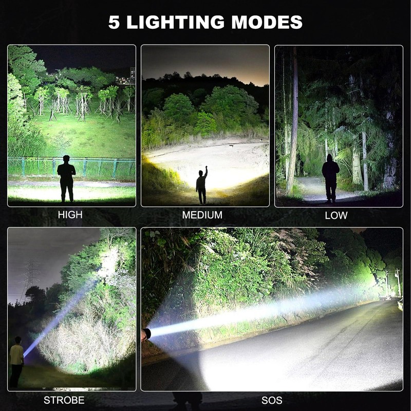 4 Pack Rechargeable LED Flashlights High Lumens, 990,000LM Super Bright