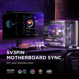 Asiahorse Aurora Pro Argb PSU Cover with 108 Addressable LEDs, Aurora Argb Power Cable Cover for Motherboard and Gpu Pc Power Supply, 5v 3pin Argb Sync, Fit for 12+4-Pin/8pin/24pin Power Supply