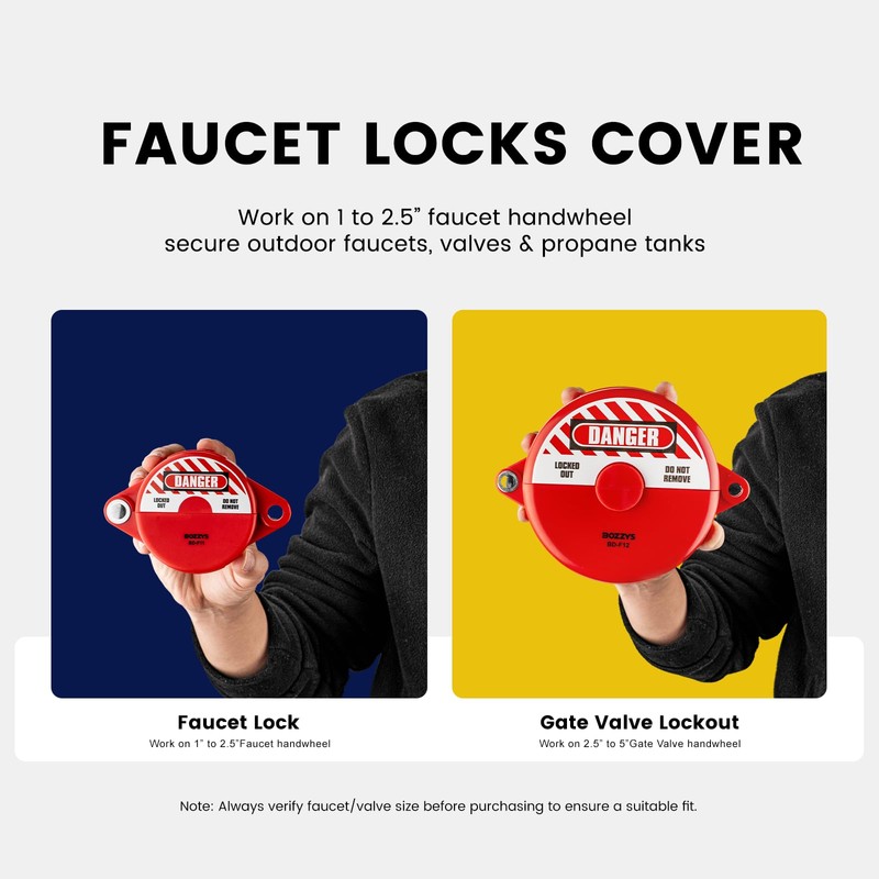 BOZZYS Red Faucet Locks Outdoor with Aluminum Padlock | Fit
