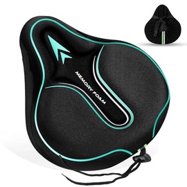Mjkeomo New Large Bike Seat Cover for Men & Women Comfort, Bike Seat Cushion Cover, Padded Seat Cover, Soft Bicycle Seat Covers for MTB, Exercise Bikes, Indoor and Outdoor Cycling(Green)