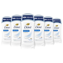 Dove Invisible Solid Antiperspirant Deodorant Stick for Women, Original Clean, For All Day Underarm Sweat and Odor Protection 2.6 oz, Pack of 6