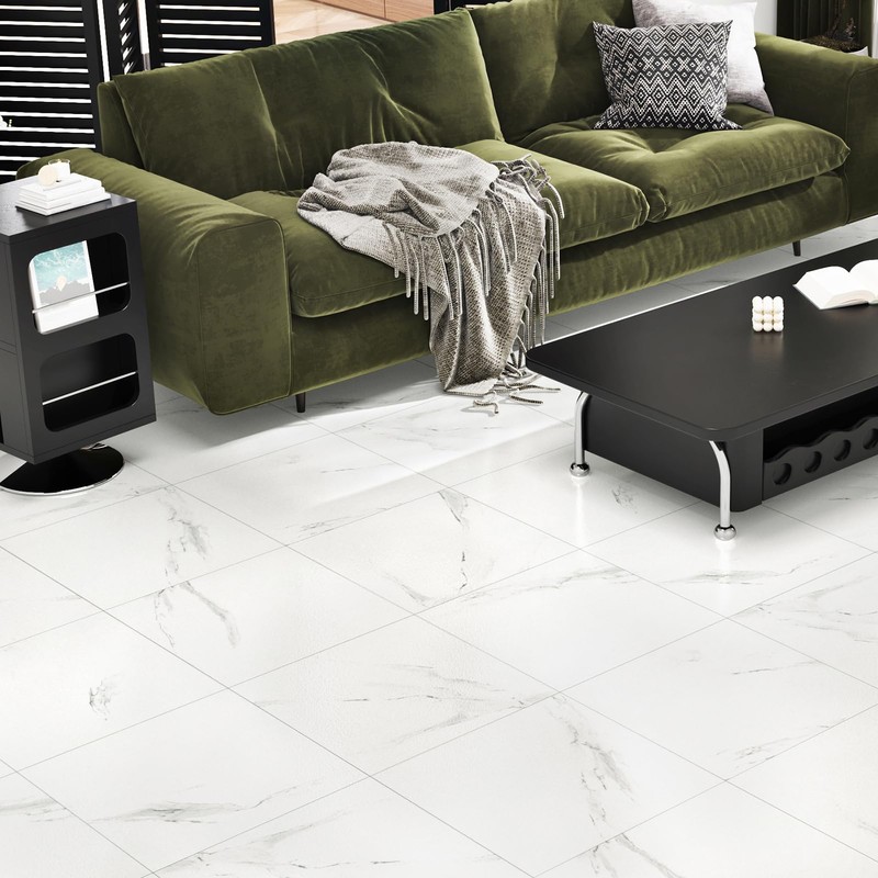 Wallderful 20 Pack Marble Peel and Stick Floor Tile White