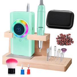 45,000 RPM Portable Nail Drill,Professional Nail Drills for Acrylic Nails ,Lumcrissy Colorful Electric Nail File Machine with Bag 13 Nail Drill Bits,1 Nail Brush (Green)