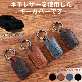 PIMOHI New Model Spacia Custom Key Case Genuine Leather Compatible with Suzuki Flare Wagon Smart Key Case Leather Solio Bandit Key Cover 2/4 Button Simple Demetallic Keychain Lightweight, Black