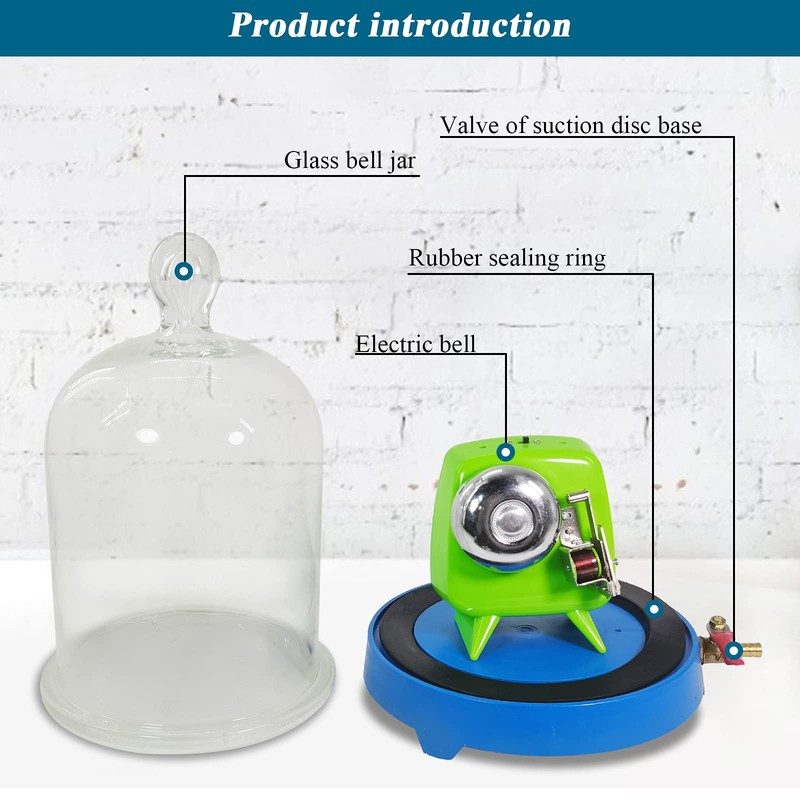 JIAWANSHUN Glass Vacuum Bell Jar with Base Vaccum Demonstration Kit