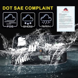 LQI Headlights Assembly w/Corner Signal Lamp & Bumper Lamps Compatible with 1992-1996 Ford F150 Bronco/Fit 1992-1997 Ford F250 F350 Smoke Black