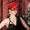 MYSEUNI 2025 Red Masquerade Mask for Women - Venetian Mask