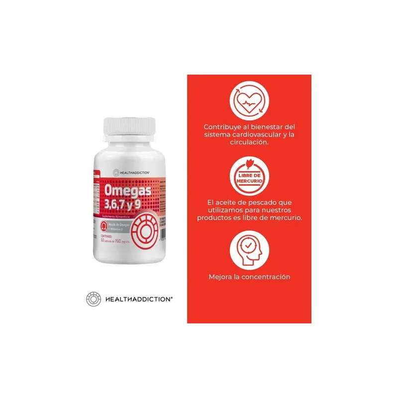 HEALTHADDICTION - 2 Pack Omega 3-6-7-9 con Aceite de Pescado,