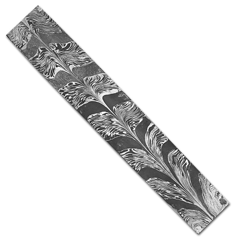 Nesmo 524 Damascus Steel Blank Billet Black Feather Patern Bar