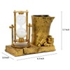 Music-Themed Pencil Holder with Hourglass, Resin Desktop Organizer for Office