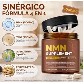 NMN 1000 mg Nicotinamide Mononucleotido con Resveratrol Quecertin TMG Liposomal Suministro para 60 Días 120 Cápsulas
