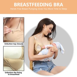 2 Pack Hands Free Pumping Bra - Nursing Bras for Maternity Breastfeeding Seamless Wirefree Push Up Bras Comfort Adjustable Wireless Pregnancy Sleep Bralette for Women Black