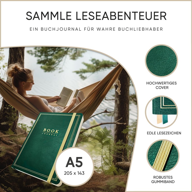 NORTHERN NOTES® Edles Lesetagebuch & Book Journal A5 - Tagebuch