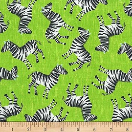 Timeless Treasures Jungle Boogie Tossed Zebra Lime Quilt Fabric by the Yard, Lime