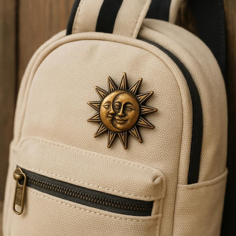 C0084 Sun and Moon Pin Badge Antique Pin 0.8 inch