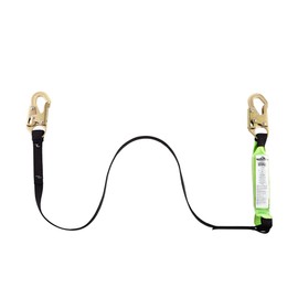 Superior Grade, Heavy-Duty Polyester Webbing, UV and Abrasion Resistant, Adjustable Single Leg Lanyard (Snap Hook), Shock Absorber Snap, 6 Ft. L, Green/Black