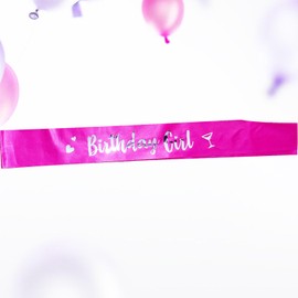 Generic Birthday Girl Sash, Birthday Sash for Girls, Birthday Girl Sash for Women, Birthday Gifts for Women, Hot Pink and Silver Birthday Party Decorations and Supplies