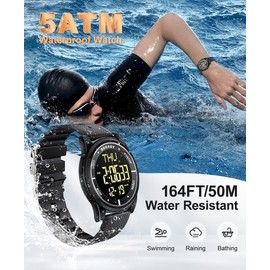 Beeasy Unisex Digital Watch Waterproof with Stopwatch Alarm Countdown Dual Time, Ultra-Thin Super Wide-Angle Display Digital Wrist Watches for Men Women