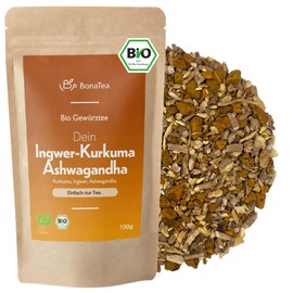 Organic Ginger Turmeric Ashwagandha Tea - High Quality Loose Spice Tea According to Ayurvedic Tradition 150 g