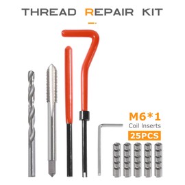 SCUARI 30PCS Automotive Stainless Steel Thread Repair Kits,M6x1.0 Helicoil Kit,Car Accessories,Helicoil Coil Compatible Hand Tool Set,Suitable for Daily Repair and Maintenance of Most Vehicles