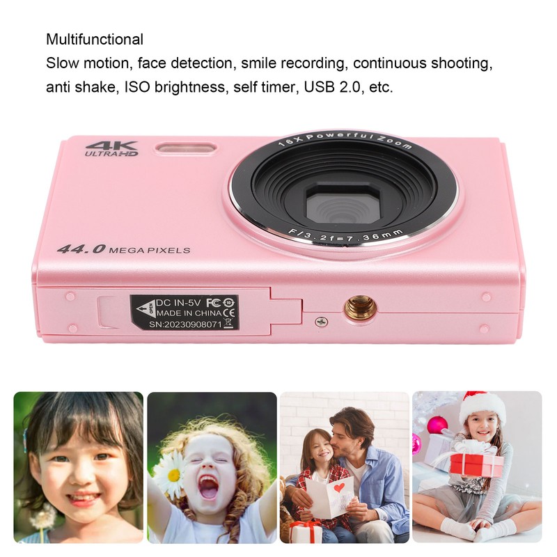 4K Digital Camera for Teens Kids 44MP 16X Digital Zoom