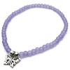 Pale Purple Frosted Glass Bead Anklet with Silver Plated Butterfly