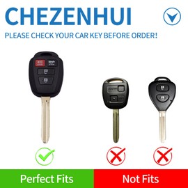 CHEZENHUI Compatible with Toyota Key Fob Cover with Leather Lanyard, Car Key Case Shell Protection for 2010-2019 Camry Corolla RAV4 Highlander Avalon Tacoma Venza Yaris Smart Remote Control,Black