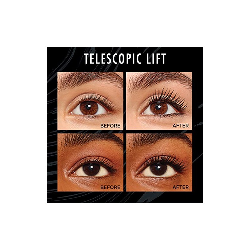 LOreal Paris Mascara de pestañas Telescopic Lift Lavable, Negro, 10