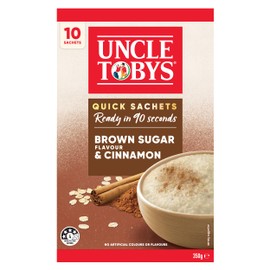 UNCLE TOBYS Oats Quick Sachets Brown Sugar & Cinnamon, 10 Sachets