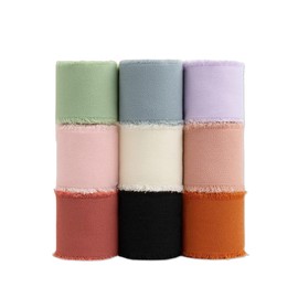 9 Rolls Chiffon Ribbon 1.5" x 5.46 Yd x 9 Rolls Handmade Cream Ribbon for Wrapping, Wedding Invitations, Bridal Bouquets, Home Decor (Multicolor-B)