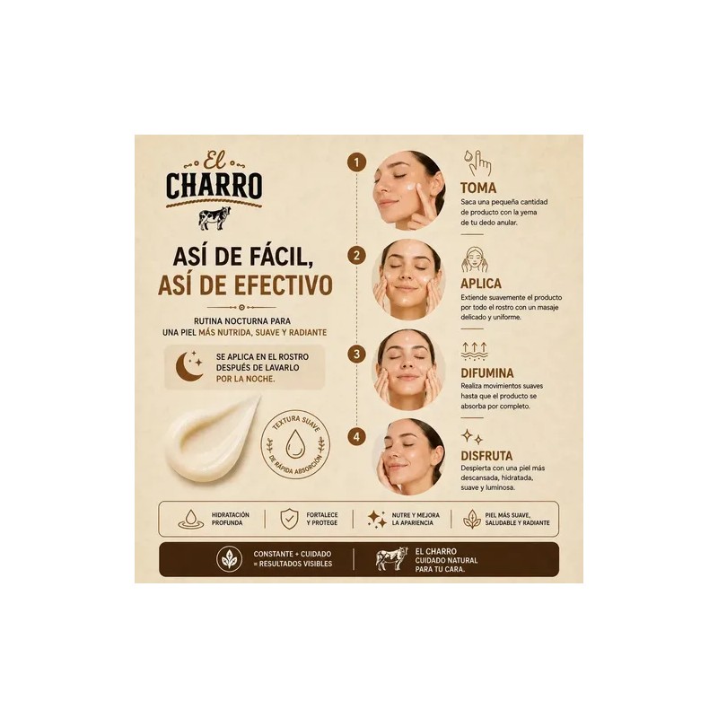 Crema El Charro de Sebo Bovino para Rostro y Cuerpo,