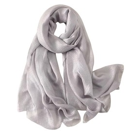 Lina & Lily Shimmer Sheen Scarf Shawl Wrap for Wedding Evening Dress Sheer Lightweight (Silver)