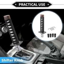 VekAuto Gear Shifter Knob Kit, 20cm Stick Shifter Lever Knob Universal for Automatic and Manual Vehicle Durable Iron Silver Tone White with 4 Adapter