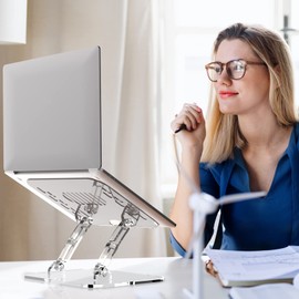 Lpoake 2 Pack Adjustable Laptop Stand, Portable Ergonomic Computer Stand for Laptop, Foldable Laptop Riser for Desk, Compatible with 10 to 15.6 Inches Notebook Computer Laptops (Transparent)