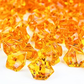 CYS EXCEL Acrylic Orange Crushed Ice Vase Fillers (Approx. 180-190 PCS, 3 Cups) | Multiple Color Choices Plastic Crushed Glass for Arts & Crafts | Acrylic Rock Gems Table Scatter