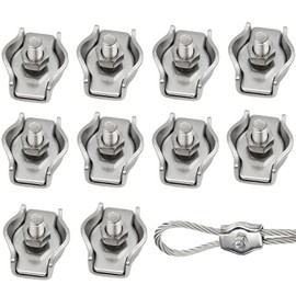 WERIGONI Pack of 20 Rope Clamps M3 Simplex Wire Rope Cable Clamps Wire Rope Clamps 304 Stainless Steel Single Strand Wire Rope Clamp for Wire Rope Wire Rope Washing Line
