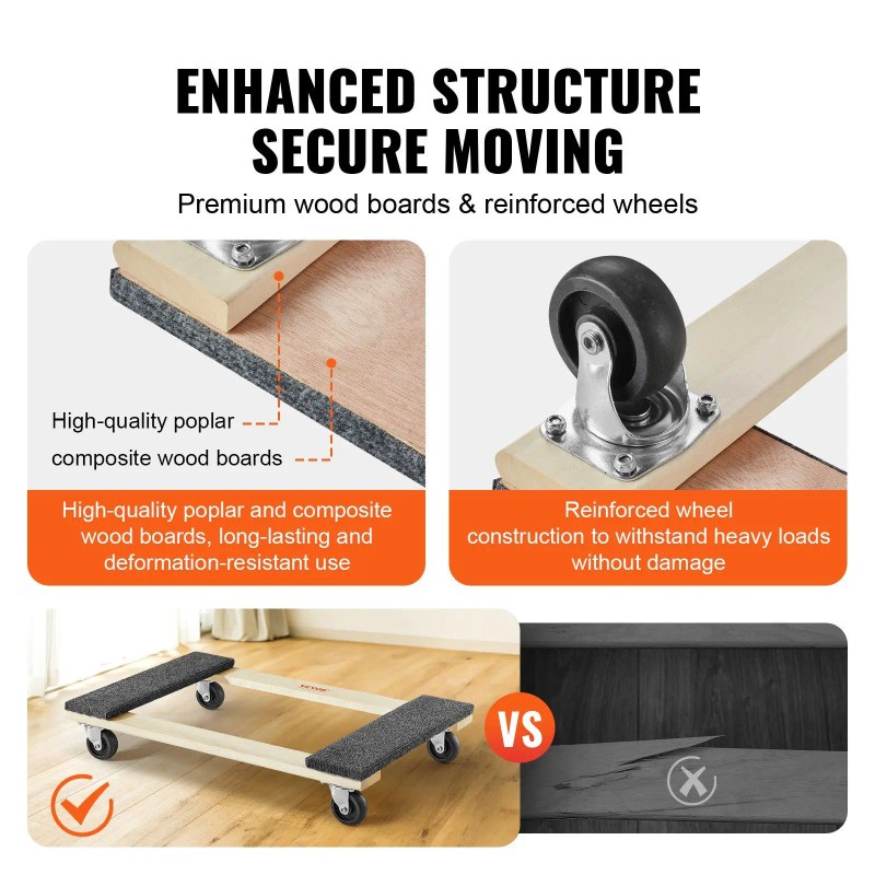 Furniture Dolly 18 X 30 Inches Hardwood With Swivel Casters