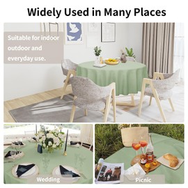 Easy-Going Faux Linen Waterproof Spill-Proof Tablecloth Stain Resistant Round Table Cloth Wrinkle Free Decorative Fabric for Kitchen, Dining, Party, Weddings, Restaurants (60 in-Round, Sage Green)