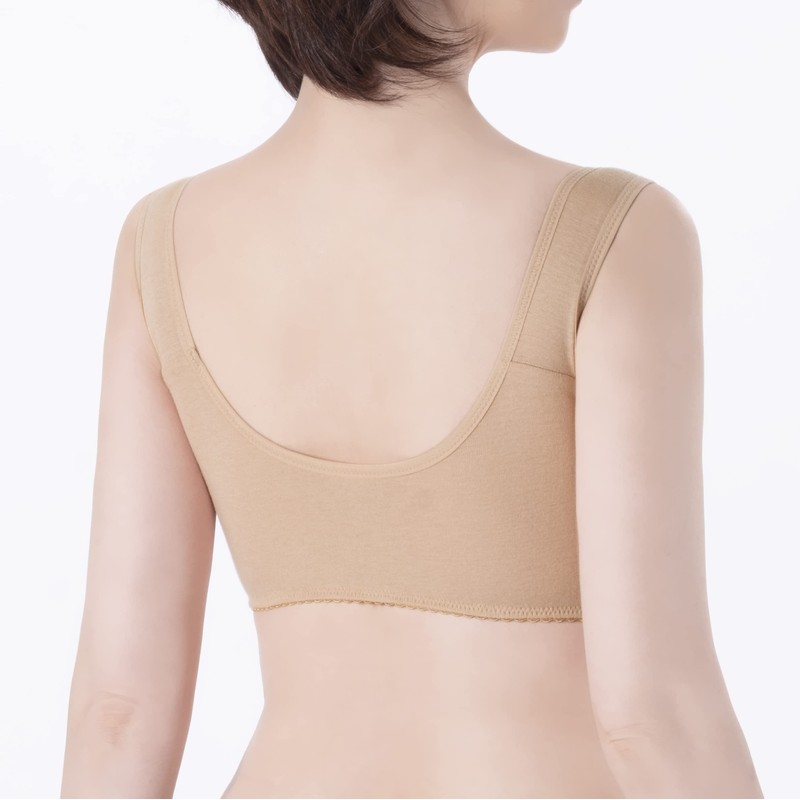 Selvan 100% Cotton Underarm Sweat Guard Bra Beige L