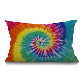 BGBDEIA Tie Dye Cushion Cover Colorful Tie Dye Pattern Cotton Linen Decorative Rectangular Pillowcase Throw Pillow Cover for Sofa and Bed Couch 12"X20" 30 x 50 cm