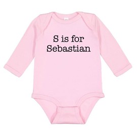 TATY Kids S is for Sebastian Long Sleeve Baby Infant One Piece Bodysuit 12 Months Light Pink
