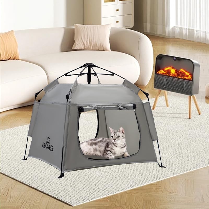 ASFANES Outdoor Pet Automatic Camping Tent, Pop up Cave Bed