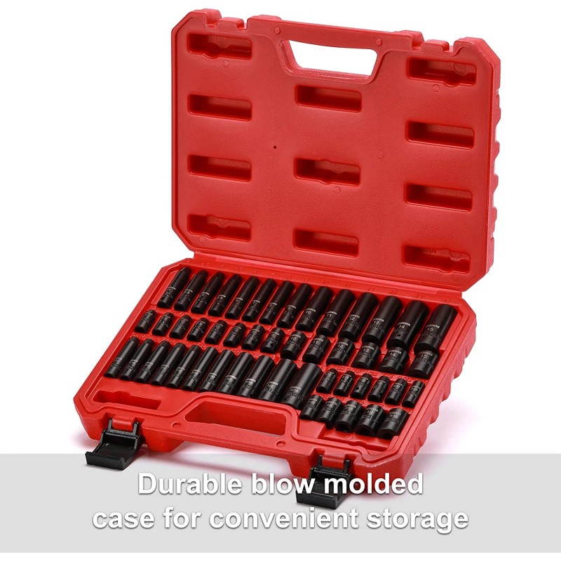 CASOMAN 1/4 Inch Drive Master Impact Socket Set, 50-Piece, 6-Point,