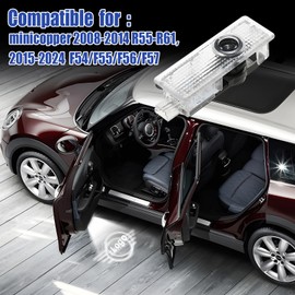 4 Pieces Car Door Lights Logo for Mini Cooper R55 R56 R57 R58 R59 R60 R61 F54 F55 F56 F57 Puddle Lights Logo Projector Courtesy LED Ghost Shadow Light Projector Lamps (White)