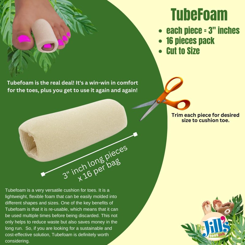 Dr. Jill's Tubefoam, 3 Inch Pieces, 16 Count, Size Large