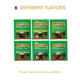 Twinings Green Tea Bags Sampler Assortment, Variety Pack (36 Count) 6 Different Flavors for Tea Lovers: Her, Him, Women, Men, Couples, Family, Friends, Coworkers
