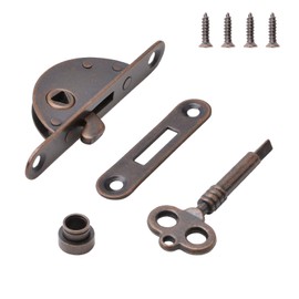 UFURMATE Vintage Lock, 1 Pack Red Bronze Half Round Cabinet Lock Set with Key Retro Desk Drawer Spring Lock Decorative Antique Lock for Wardrobe, Drawer, Cupboard, Wooden Boxes