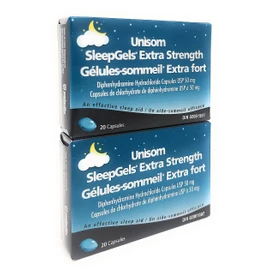 2 Pack Unisom ExtraStrength Sleepgels 20s ((A total of 40 Sleepgels)
