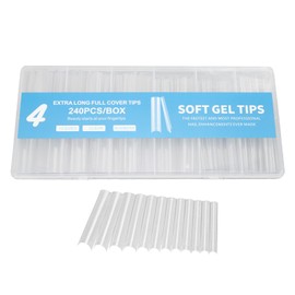 No C Curve Square Flat Nail Tips, 240 Piezas de Acrílico Largo, Transparente, Recto, Cónico, Uñas Postizas Francesas de Cobertura Completa para Salón de Uñas y Arte de Uñas DIY